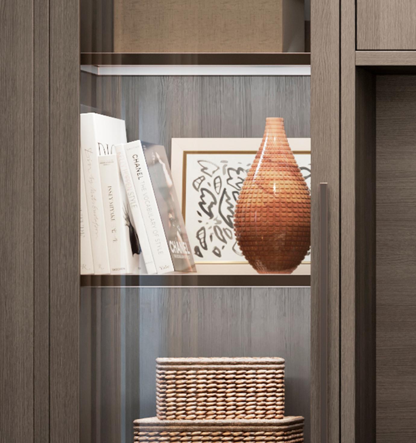 Customized shelving options with lighting for storage space by California Closets