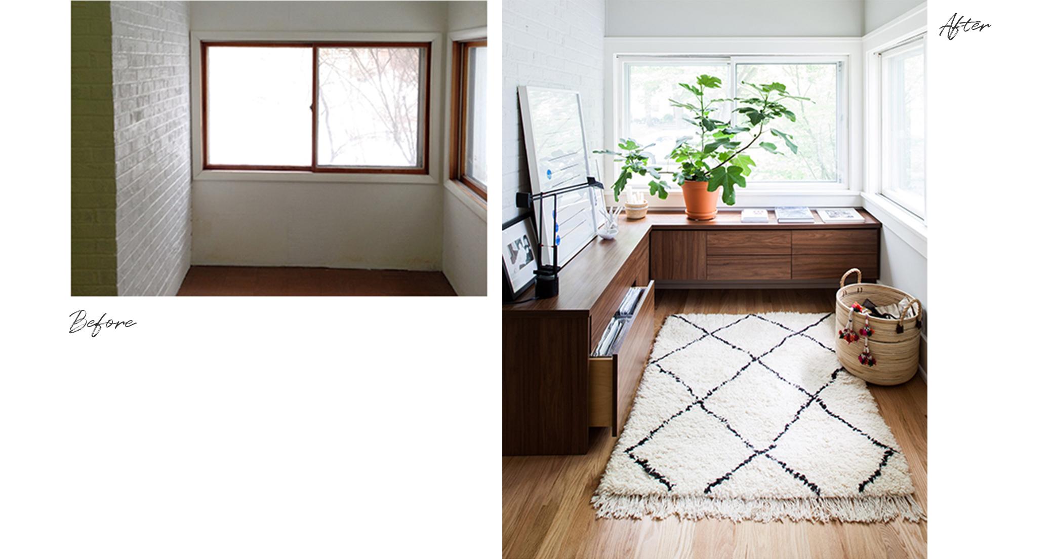 Antes de la instalación y el rediseño de la oficina, se preparó un pequeño espacio para California Closets