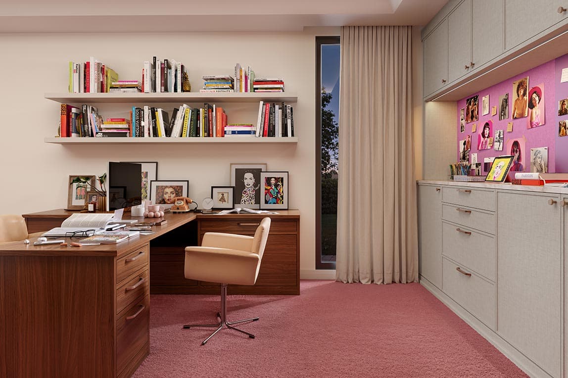 Oficina moderna para el hogar con estilo inspirado en Mad Men de California Closets