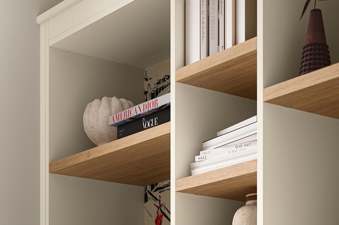 Shelving option design diving office shelves in a blue finish by California Closets