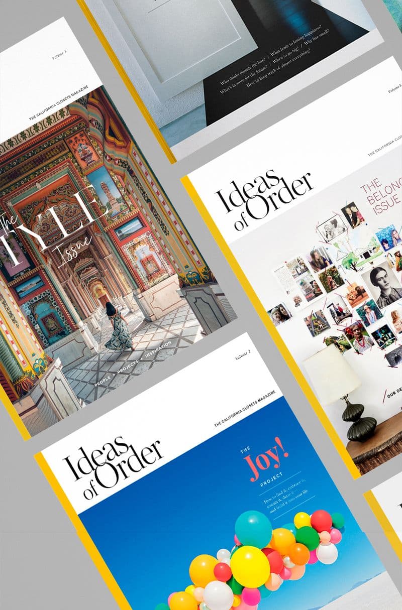 Ideas de diseño e historias compartidas en las revistas Ideas of Order de California Closets