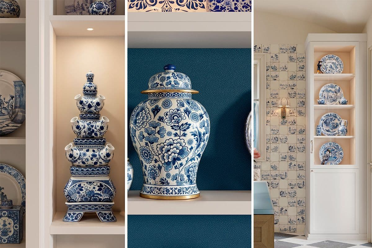 Estanterías, gabinetes e iluminación de cocina detallados de Sasha Bikoff de California Closets