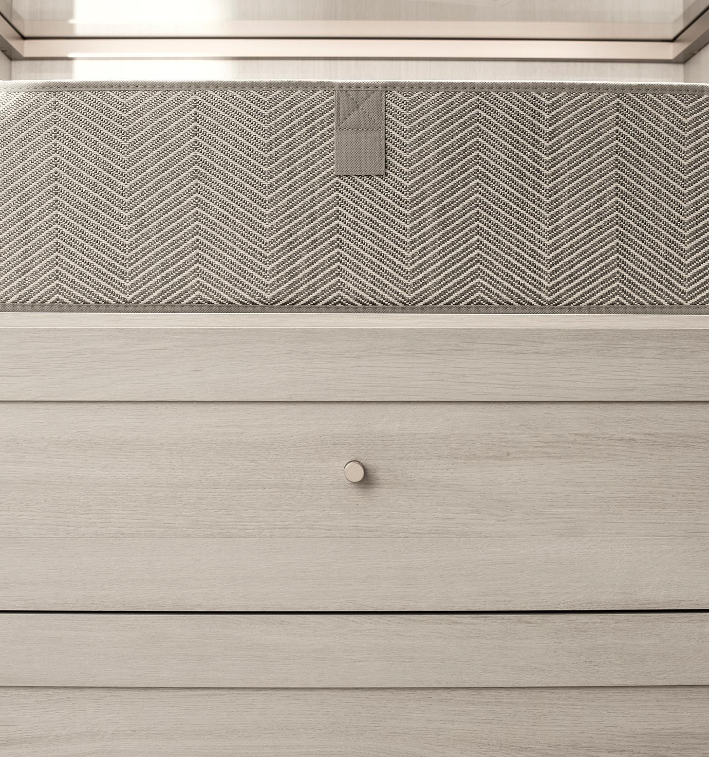 Customized closet with lighted closet, and open shelving by California Closets