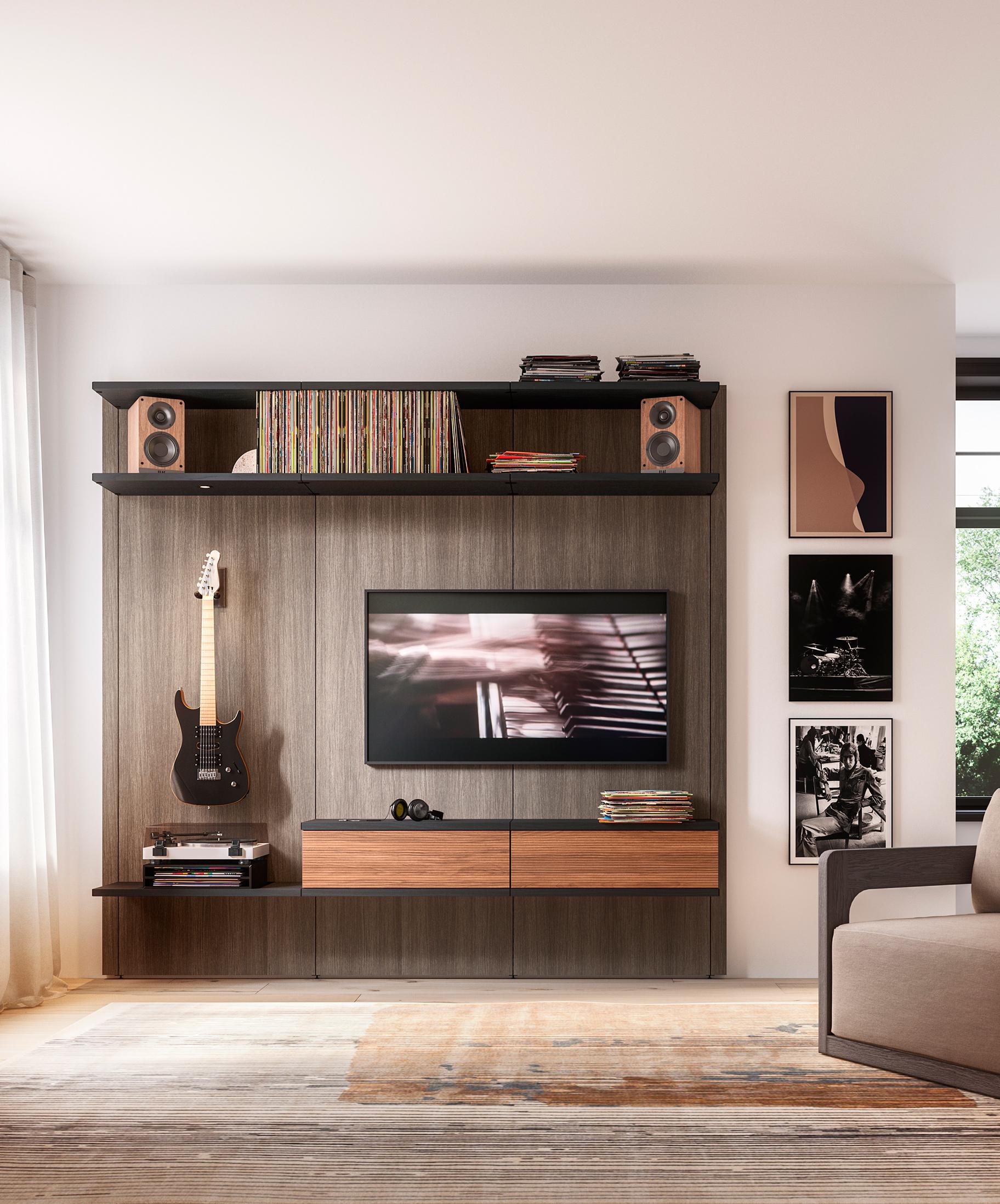 Custom home entertainment center for music storage design by California Closets