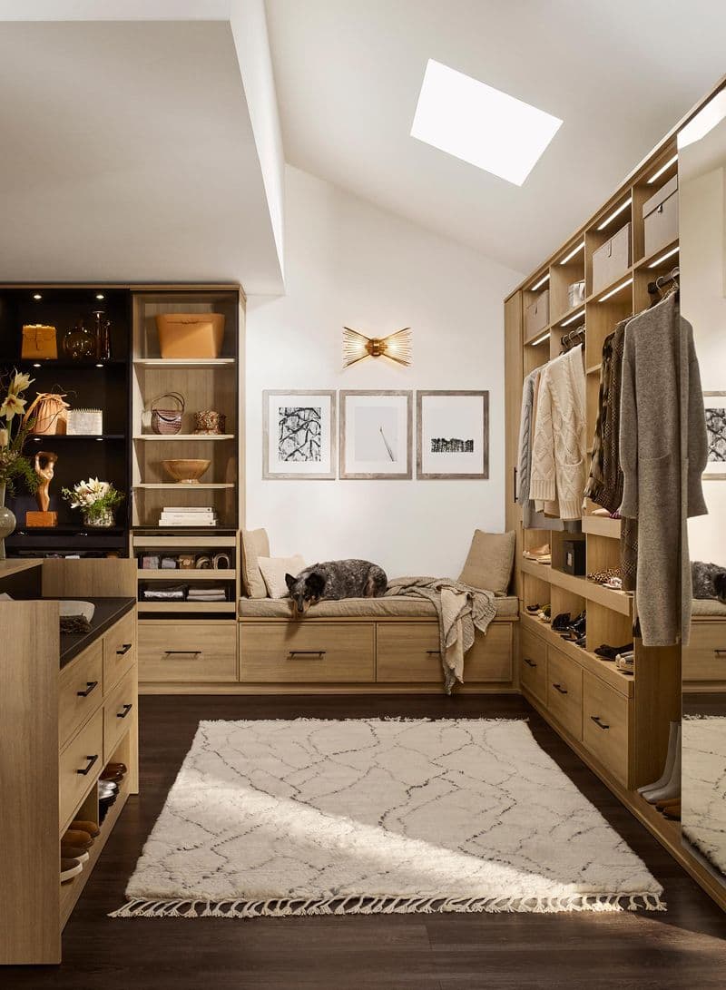 Custom office and closet designed with custom everstyle drawers with shaker fronts by California Closets