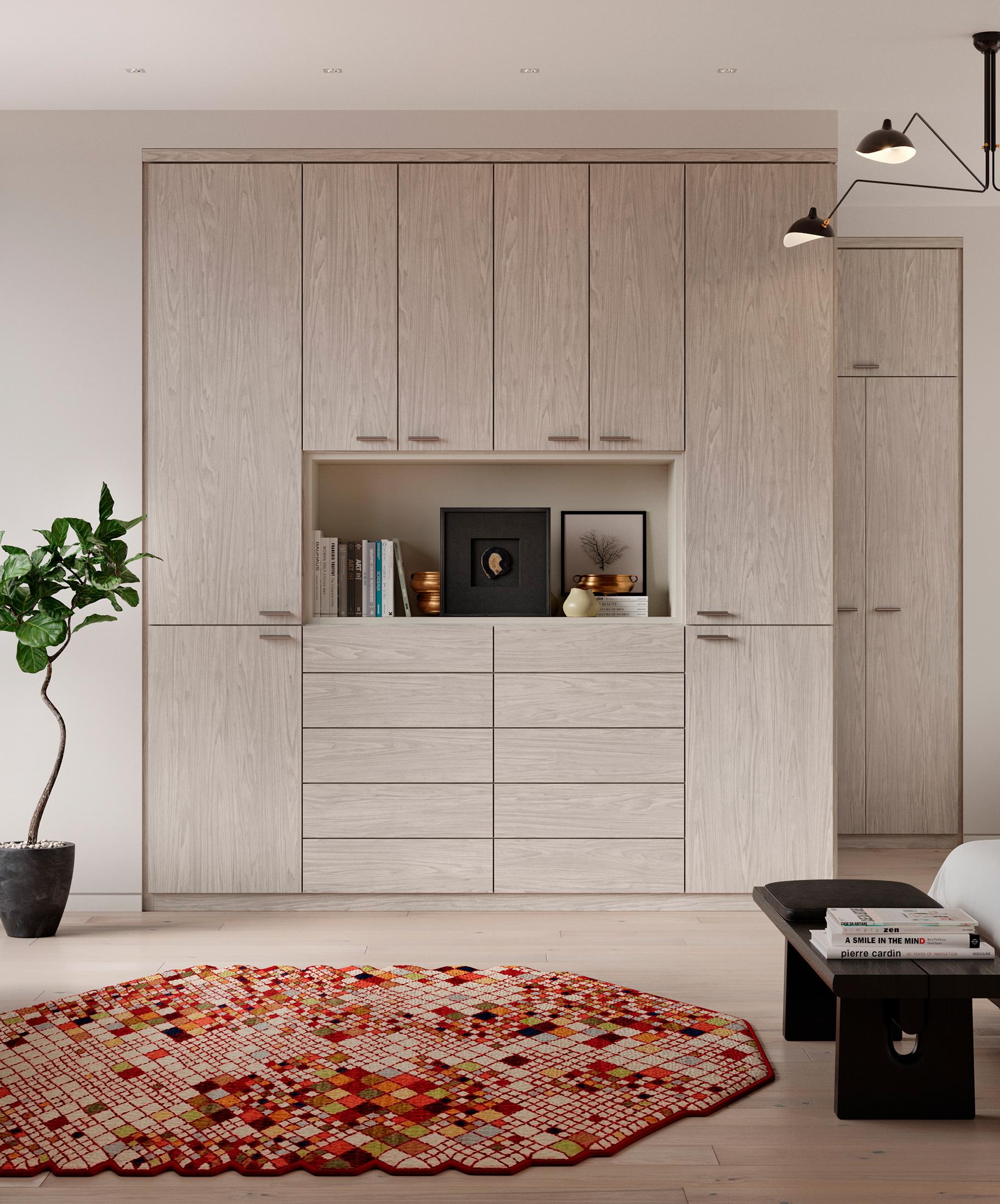 Grey finish wardrobe closet designed by California Closets