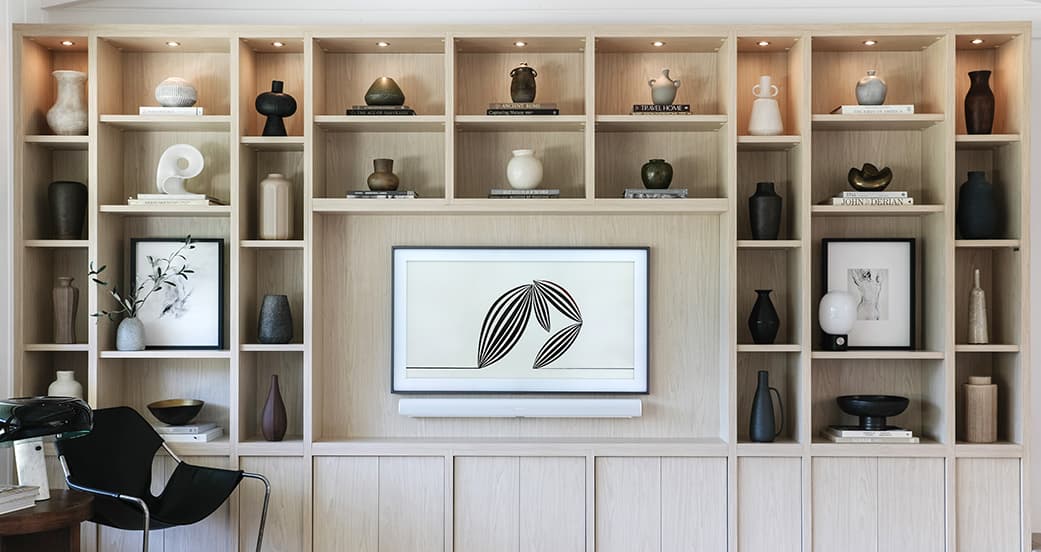 Ceiling To Floor Media Center Storage | California Closets