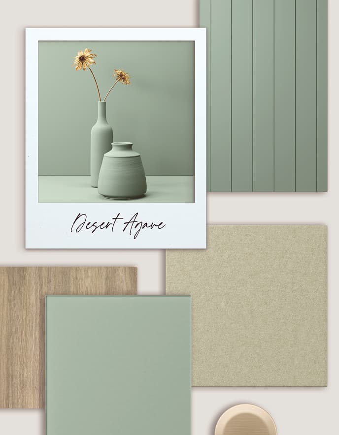 Desert Agave color palette and materials inspiration board | California Closets