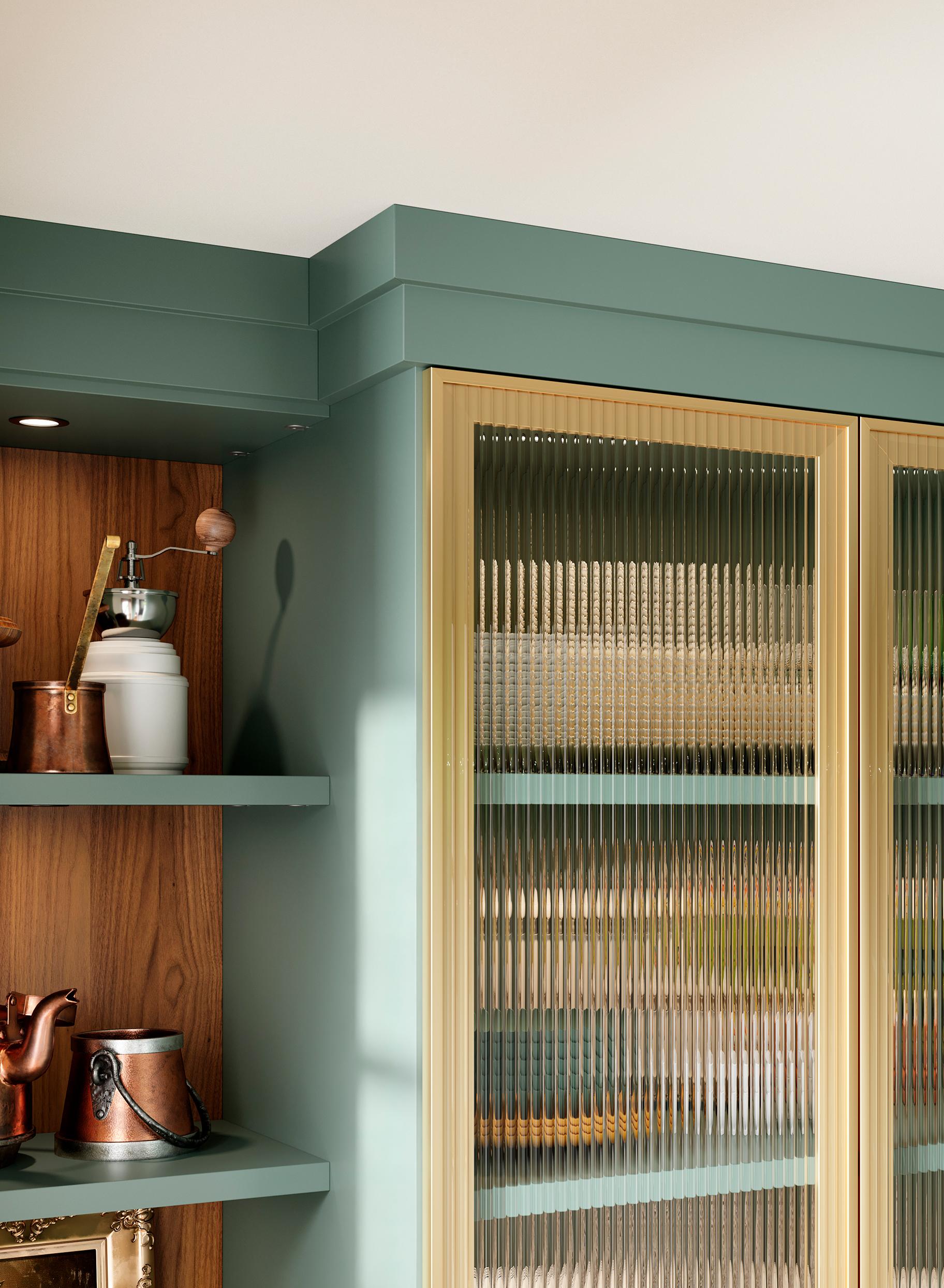 Desert Agave custom kitchen pantry details in a Siena finish designed by California Closets.