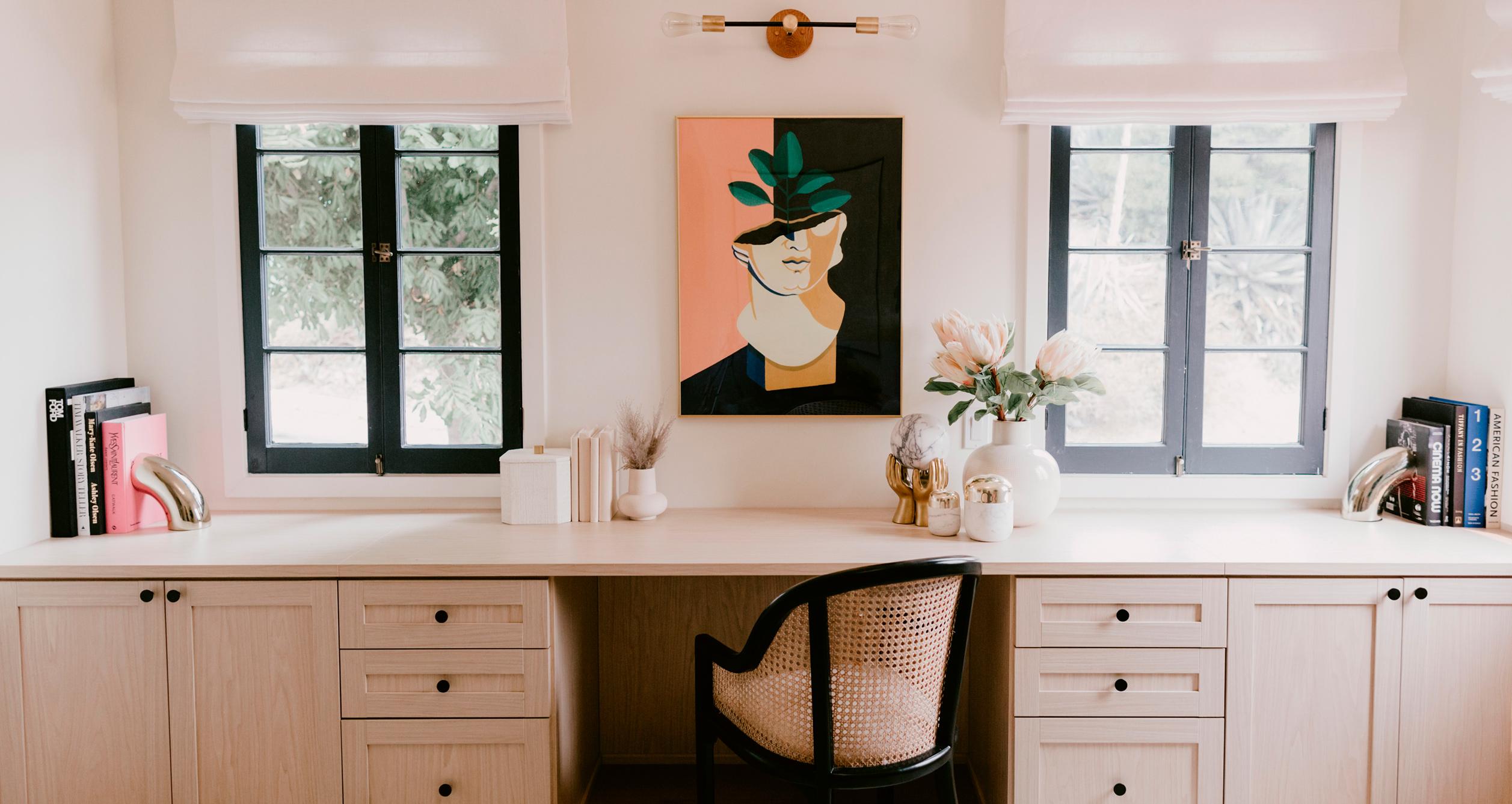 California Closets home office neutral finish cabinets