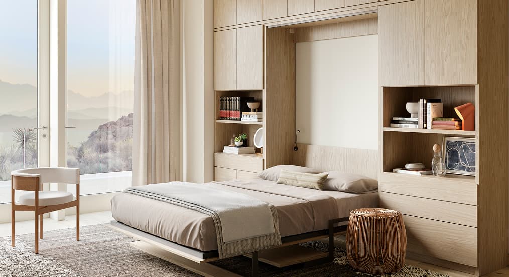 California Closets queen murphy bed neutral light-finish