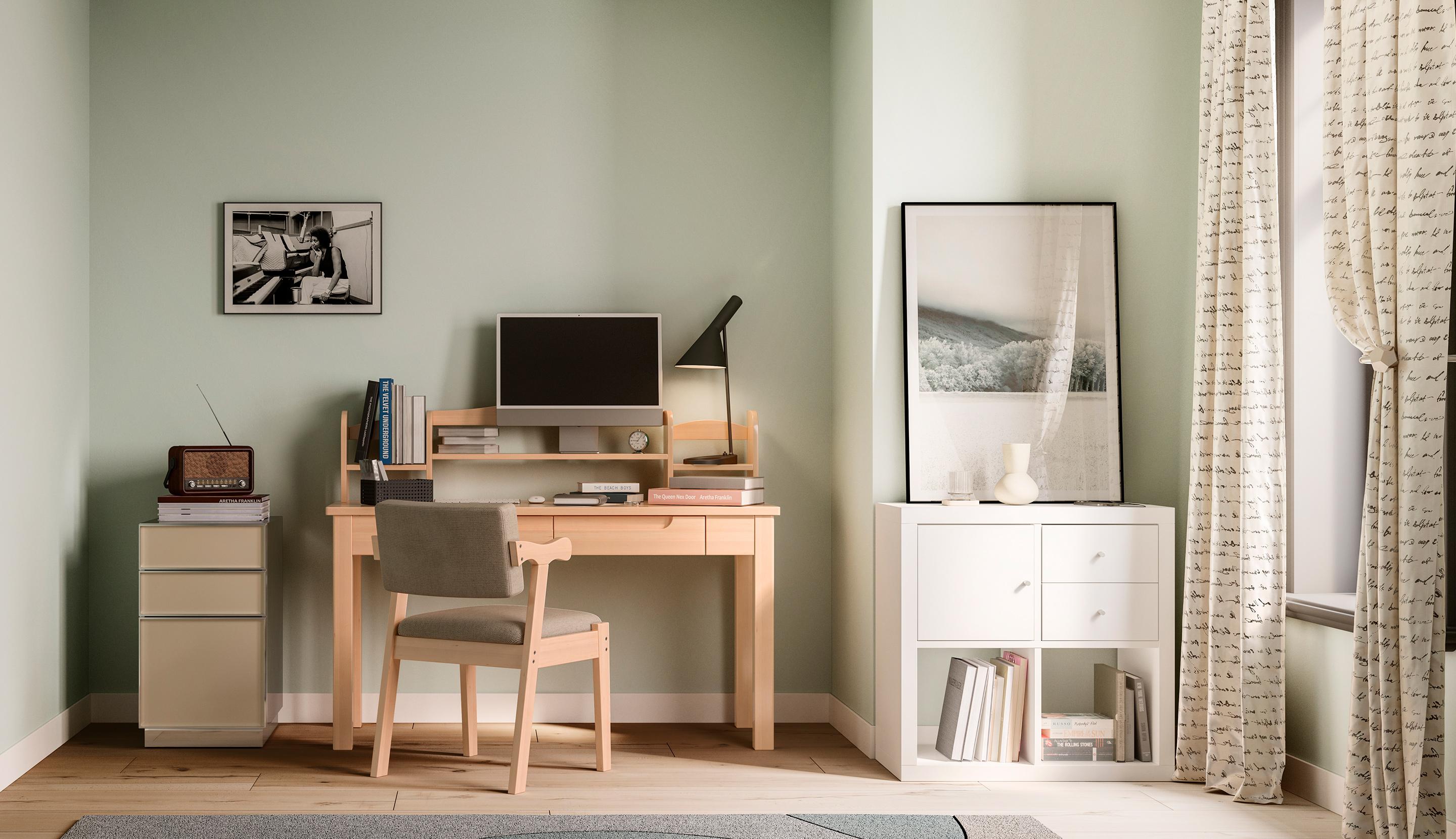 Oficina en casa minimalista sin soluciones de almacenamiento antes del diseño a medida por California Closets