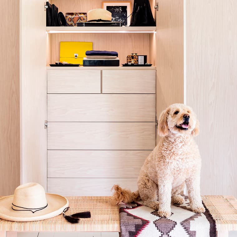Idea de cajones integrados con repisas personalizadas y sistemas de organización diseñados por California Closets