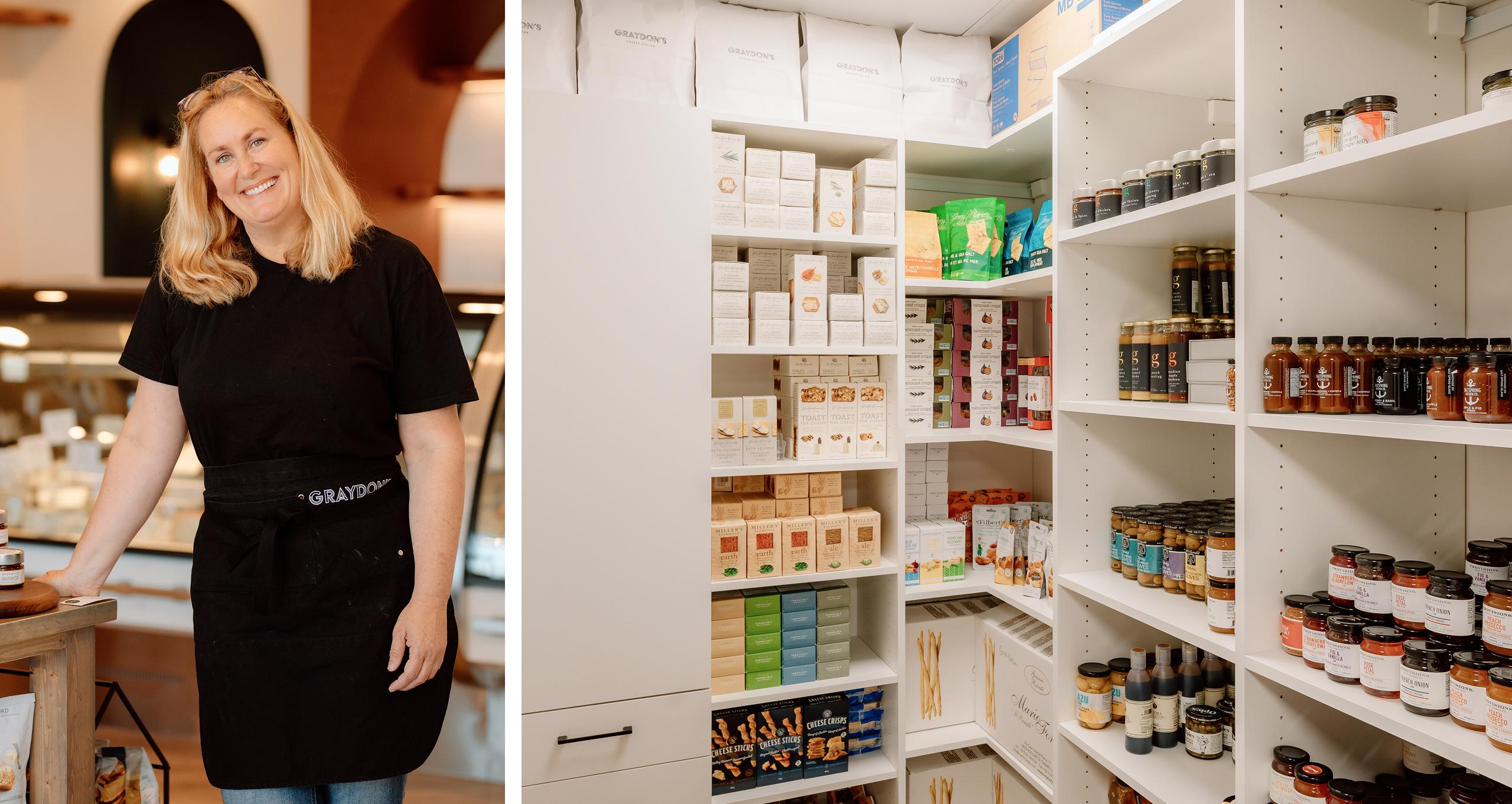 California Closets small business case study highlighting custom gourmet retail shop shelving and backroom storage solutions.